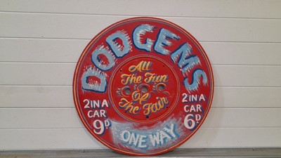 Lot 140 - DODGEMS ALL THE FUN OF THE FAIR PAINTED ON WOOD