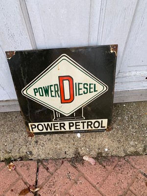 Lot 455 - POWER DIESEL  ENAMEL SIGN