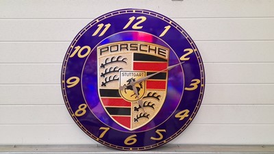Lot 165 - PORSCHE CLOCK HAND MADE ON MDF, 32" DIAMETER