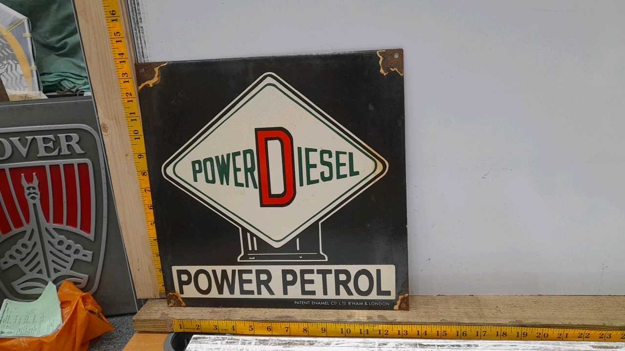 Lot 255 - POWER DIESEL ENAMEL SIGN