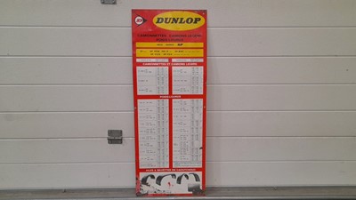 Lot 319 - DUNLOP TYRE PRESSURE METAL WALL CHART