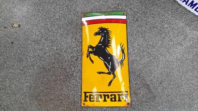 Lot 487 - LARGE FERRARI ENAMEL SIGN 23" X 12"