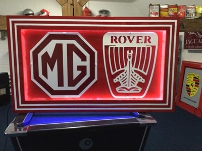 Lot 257 - LARGE ILLUMINATED MG-ROVER SIGN