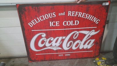 Lot 25 - LARGE COCA COLA METAL REPRO SIGN 51" X 39"
