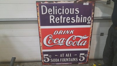 Lot 45 - LARGE COCA-COLA METAL SIGN REPRO 39" X 51"