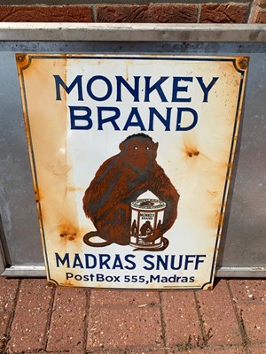 Lot 145 - MONKEY BRAND MADRAS SNUFF ENAMEL SIGN