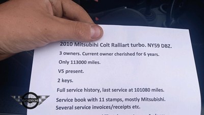 Lot 476 - 2010 MITSUBISHI COLT RALLIART