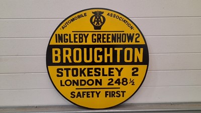 Lot 435 - ROUND AA BROUGHTON WOODEN HAND PAINTED SIGN 27"