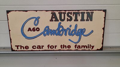Lot 149 - WOODEN HAND PAINTED AUSTIN CAMBRIDGE SIGN  32" X 14"