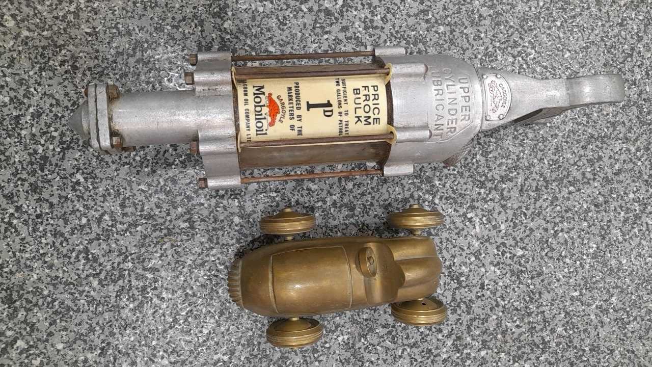 Lot 9 - 1940'S REDEX DISPENSER AND BRASS RACING CAR