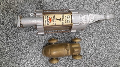 Lot 9 - 1940'S REDEX DISPENSER AND BRASS RACING CAR