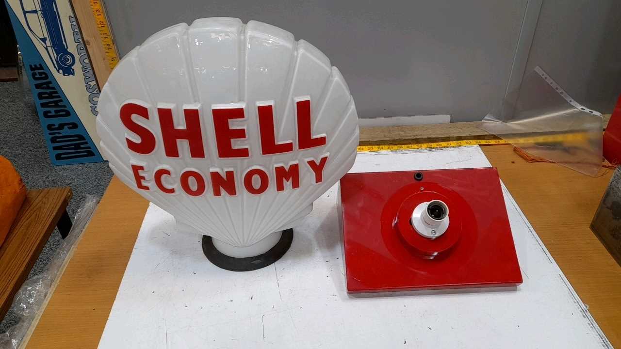 Lot 9 - ORIGINAL SHELL ECONOMY GLASS GLOBE AND WALL LIGHT STAND