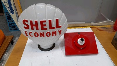 Lot 9 - ORIGINAL SHELL ECONOMY GLASS GLOBE AND WALL LIGHT STAND