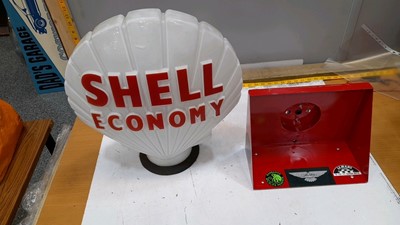 Lot 9 - ORIGINAL SHELL ECONOMY GLASS GLOBE AND WALL LIGHT STAND
