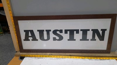 Lot 308 - FRAMED AUSTIN SIGN 33" X 14"