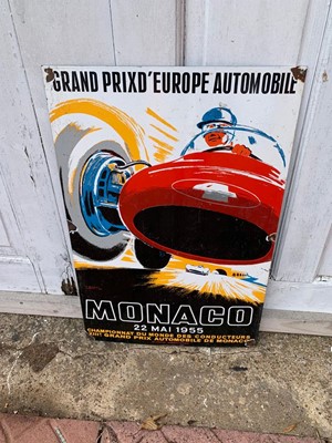Lot 93 - MONACO 1955 MOTORING ENAMEL SIGN  16" X 24"
