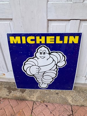Lot 97 - MICHELIN MAN BLUE TIN SIGN  30" X 30"