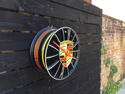 Lot 322 - PORSCHE ALLOY WHEEL CLOCK