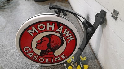 Lot 209 - MOHAWK GASOLINE , DOUBLE SIDED HANGING SIGN  25" DIA