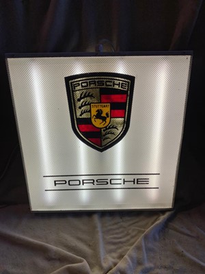 Lot 57 - PORSCHE LIGHT UP SIGN 24" x 23"
