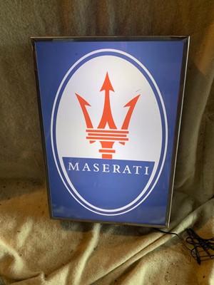 Lot 179 - MASERATI LIGHT UP SIGN 20" x 9"