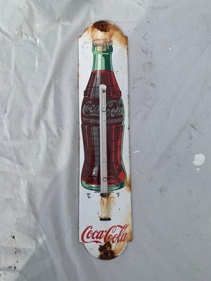Lot 470 - COCA COLA THERMOMETER ENAMEL SIGN 12" X 3.5"