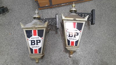 Lot 155 - PAIR OF BP MOTOR SPIRIT WALL MOUNTED LIGHTS