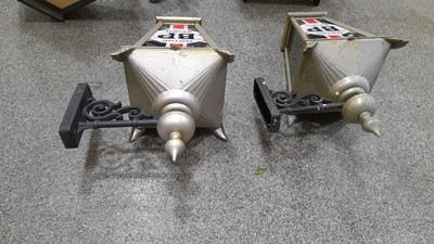 Lot 155 - PAIR OF BP MOTOR SPIRIT WALL MOUNTED LIGHTS