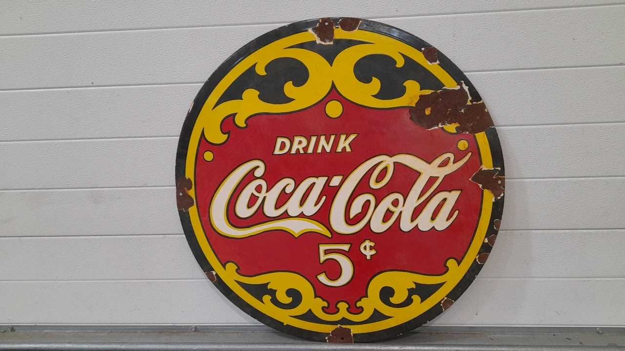 Lot 188 - DRINK COCA COLA  ENAMEL SIGN 30" DIA