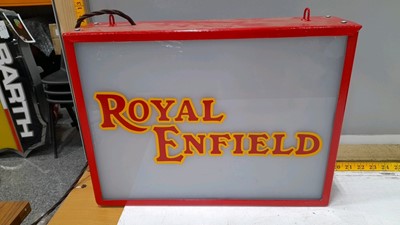 Lot 224 - ROYAL ENFIELD LIGHT UP SIGN  17"X13"