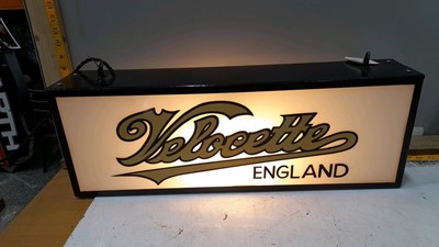 Lot 200 - VELOCETTE ENGLAND  LIGHT UP SIGN 25"X9"