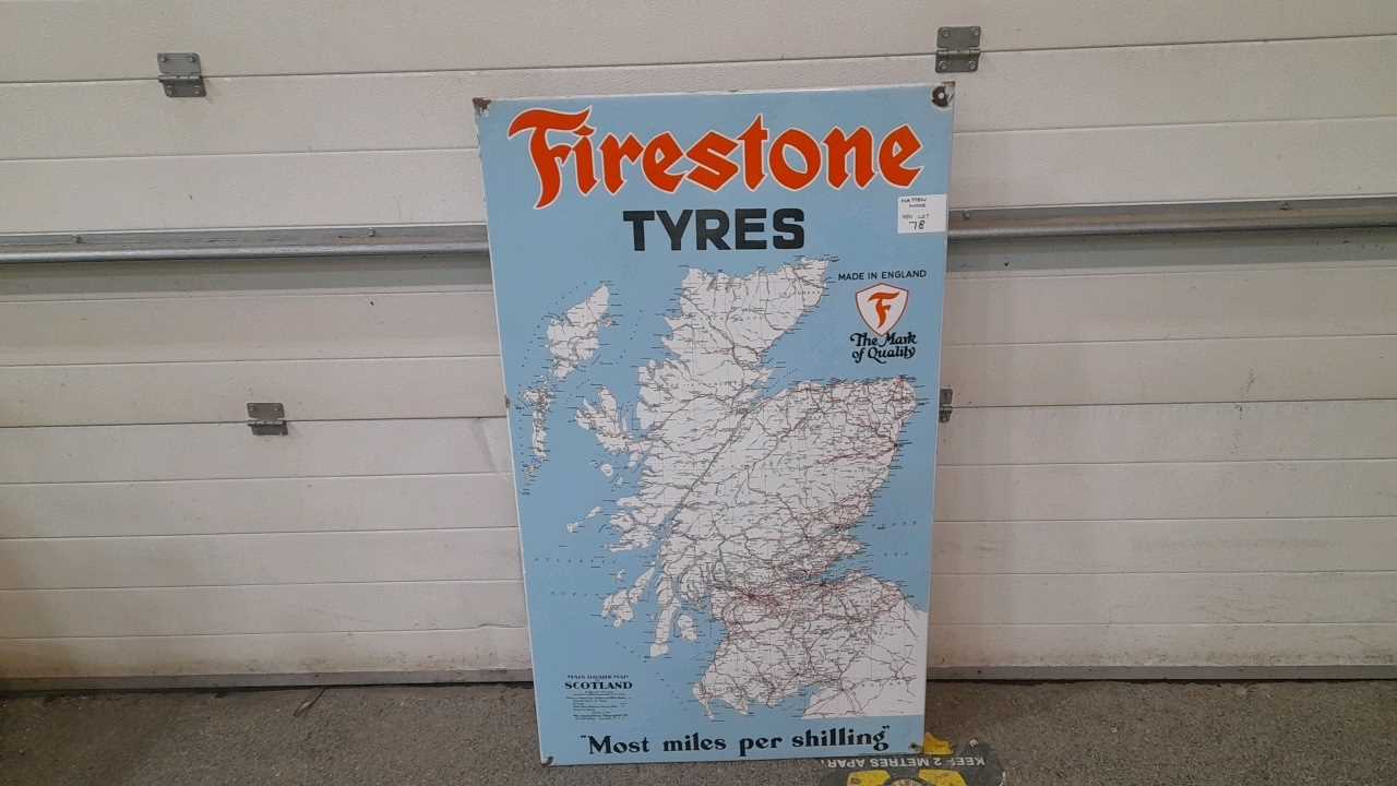 Lot 78 - FIRESTONE TYRES SCOTLAND METAL SIGN  48" X 29"