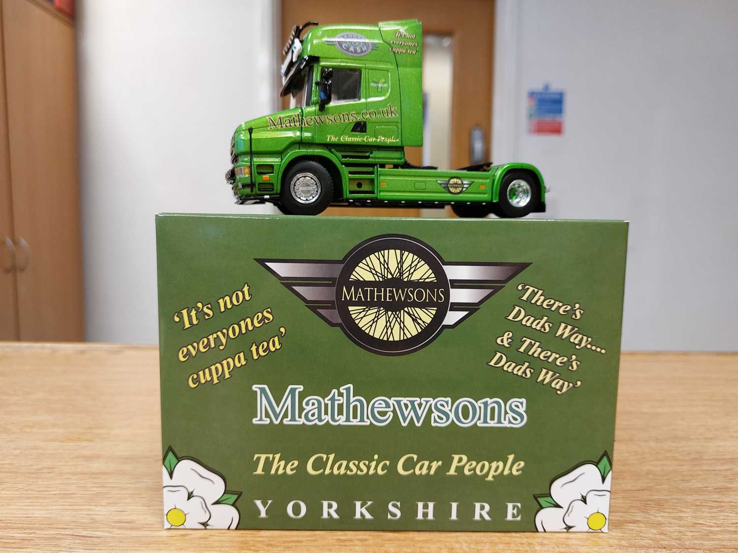 Lot 184 - SIGNED MATHEWSONS SCANIA T4 4x2 TRACTOR UNIT - ONLY 500 PRODUCED. (ALL PROCEEDS TO CHARITY)