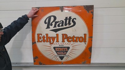 Lot 73 - PRATTS ETHYL PETROL ENAMEL SIGN 36" X 36"