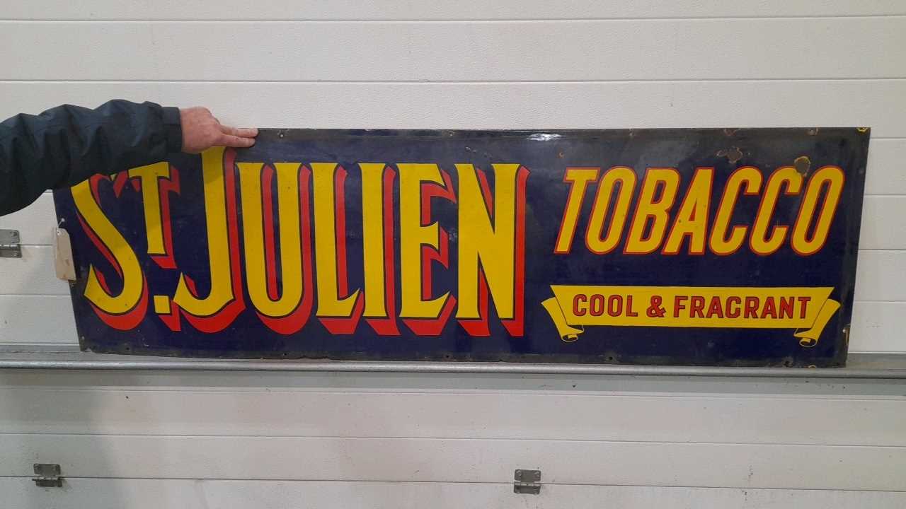 Lot 98 - St. JULIEN TOBACCO SIGN 70" X 21"