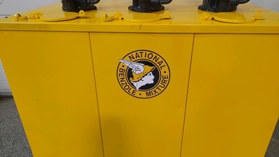 Lot 38 - NATIONAL BENZOLE 3 PUMP OIL TANK ( RESTORED  PAINTED YELLOW )