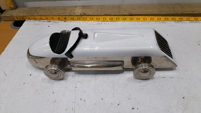 Lot 89 - LARGE ALUMINIUM MODEL CAR ( LANDSPEED RECORD REPLICA ) 16" X 4" X 5"