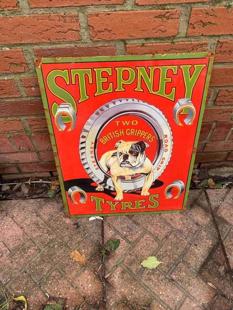 Lot 23 - STEPNEY TYRES ENAMEL SIGN  24" x 19"
