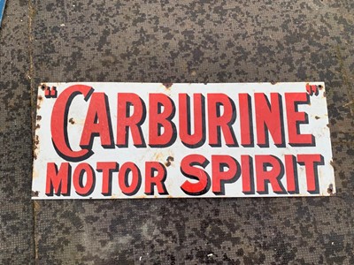 Lot 434 - CARBURINE MOTOR SPIRIT ENAMEL SIGN  24" x 9.5"