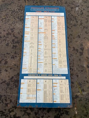 Lot 162 - FRENCH TYRE PRESSURE SIGN