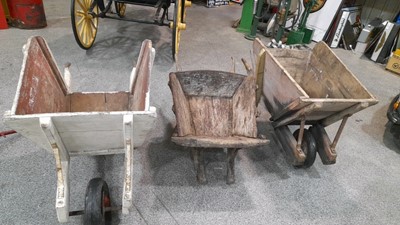Lot 203 - 3 WOODEN WHEEL BARROWS