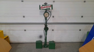 Lot 102 - CASTROL MOTOR OIL PUMP  & 2 PETROL CANS