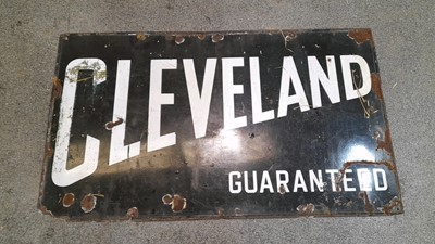 Lot 128 - CLEVELAND GUARANTEED ORIGINAL LARGE ENAMEL SIGN 72" X 42"