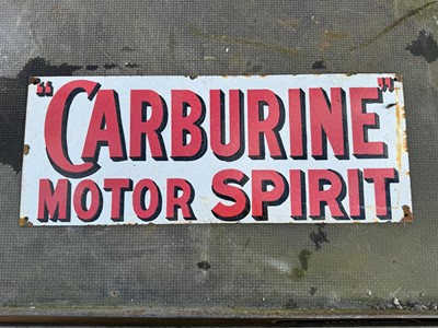Lot 98 - CARBURINE MOTOR SPIRIT ENAMEL SIGN  24" X 9.5"