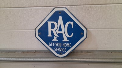 Lot 202 - RAC GET YOU HOME ENAMEL SIGN 9" X 9"