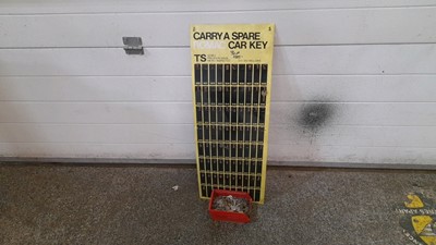 Lot 218 - KEY WALL HANGER & BOX OF BLANK KEYS