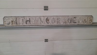Lot 39 - CAST ALUMINIUM STREET SIGN  SMITHY MOOR  57" X 6"