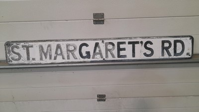 Lot 42 - CAST ALUMINIUM STREET SIGN  ST MARGARET'S ROAD  47" X 6"