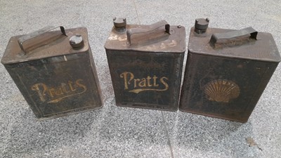 Lot 60 - 2X PRATTS & 1X SHELL PETROL CANS
