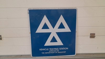 Lot 118 - VEHICLE TESTING STATION TIN SIGN  24" X 25"
